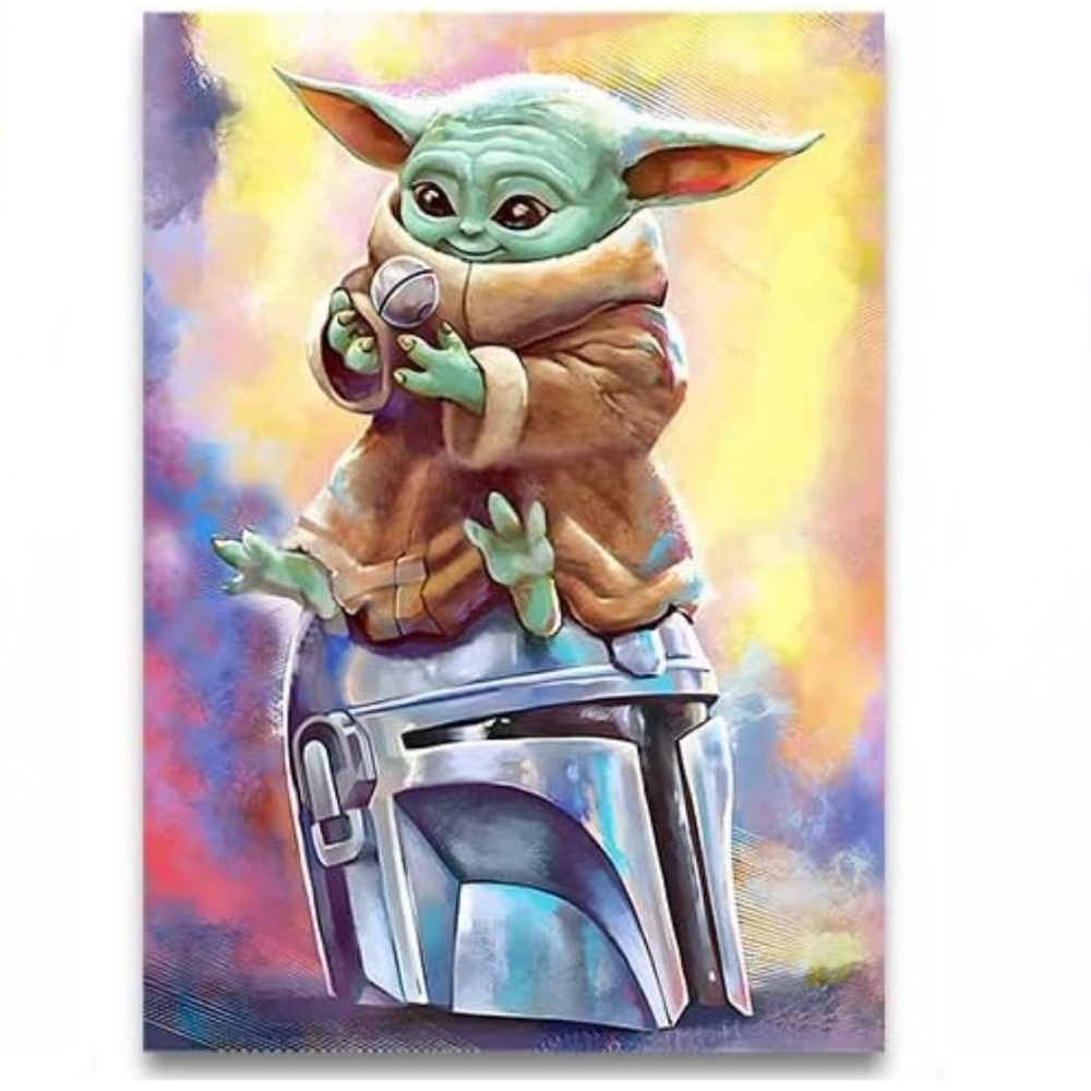 5D Diamond Art Painting Craft Kit Baby Yoda Grogu DIY Paint By Numbers Set 30x40